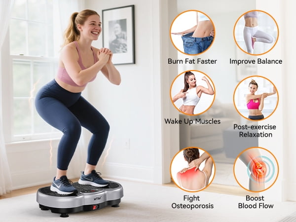 Anqdy Vibrating Platform Exercise Machine Wellness-Focused with Resistance Bands