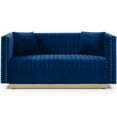 thumbnail image 2 of Modern Velvet Couch With Pillows - Blue Vertical Channel For Living Room , 2 Seater Apartment, Base, 2 of 3