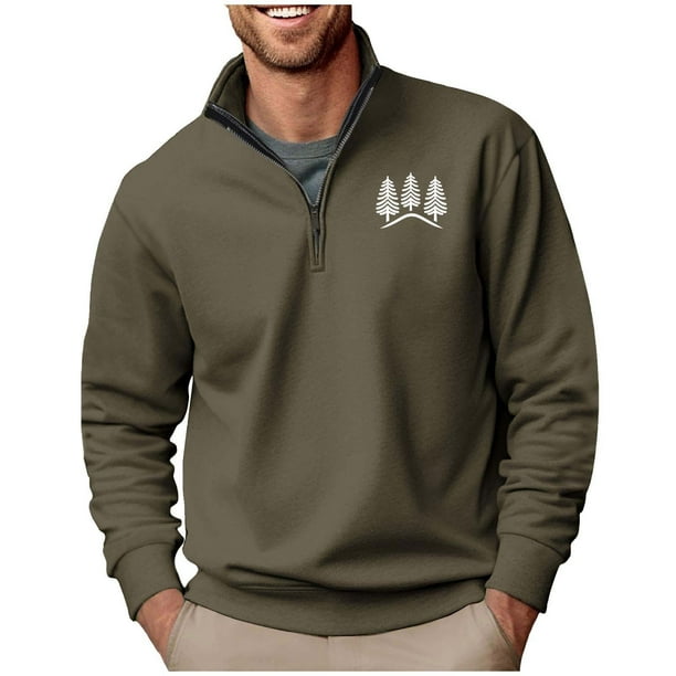 Blusa y camisa de manga larga con cuello alto para hombre, sudadera con capucha estampada, jersey deportivo con media cremallera, blusa de manga larga con cuello alto para hombre, blusa de poliéster