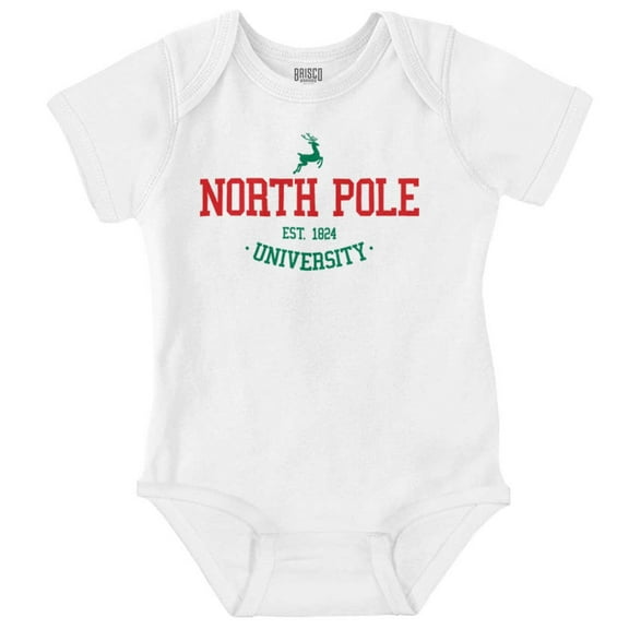Christmas North Pole University Baby Romper Boys or Girls Brisco Brands NB