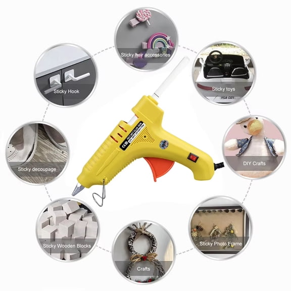20W Hot Glue Gun with 7mm & 11mm Glue Sticks,Heat-Resistant Non-Scald Design – Fast Heating for DIY Crafts,Home Repairs & Gift Wrapping,EU Standard Blister Pack