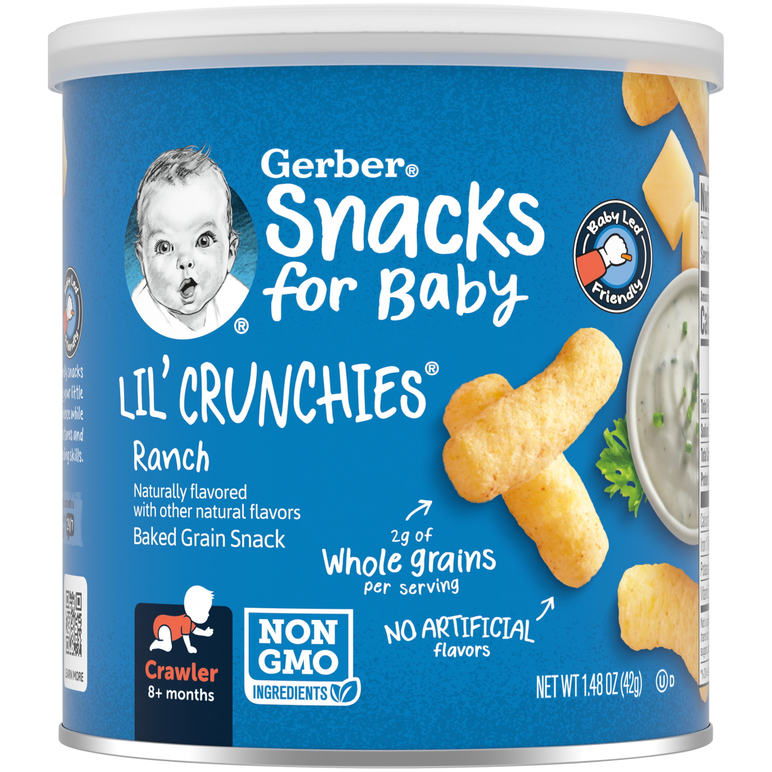Gerber Snacks for Baby Lil Crunchies Ranch Puffs, 1.48 oz Canister