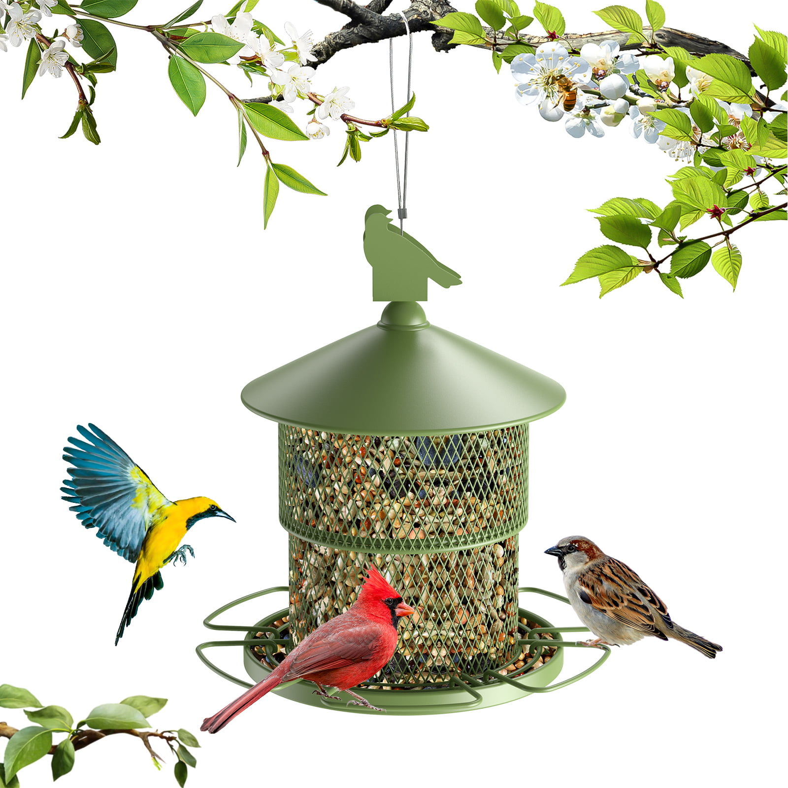 Ground Bird Feeder Tray for Feeding Birds That Feed Off The Ground Durable and Large Platform Bird Feeder Dish Size 10.75 x 10.75 x 2.5 inches