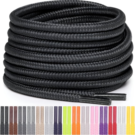 TUWAFE Round Shoelaces [1 Pair] 5/32" Thick for Shoes, Sneakers & Boots