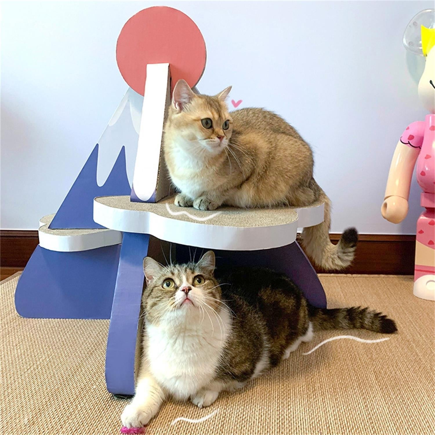 Pefilos 27" Indoor Cat Scratcher Post Board, Mount Fuji Shape Cat Scratch , Cat Scratching Tower for Small Cats, Blue Pefilos 27" Indoor Cat Scratcher Post Board, Mount Fuji Shape Cat Scratch , Cat Scratching Tower for Small Cats, Blue