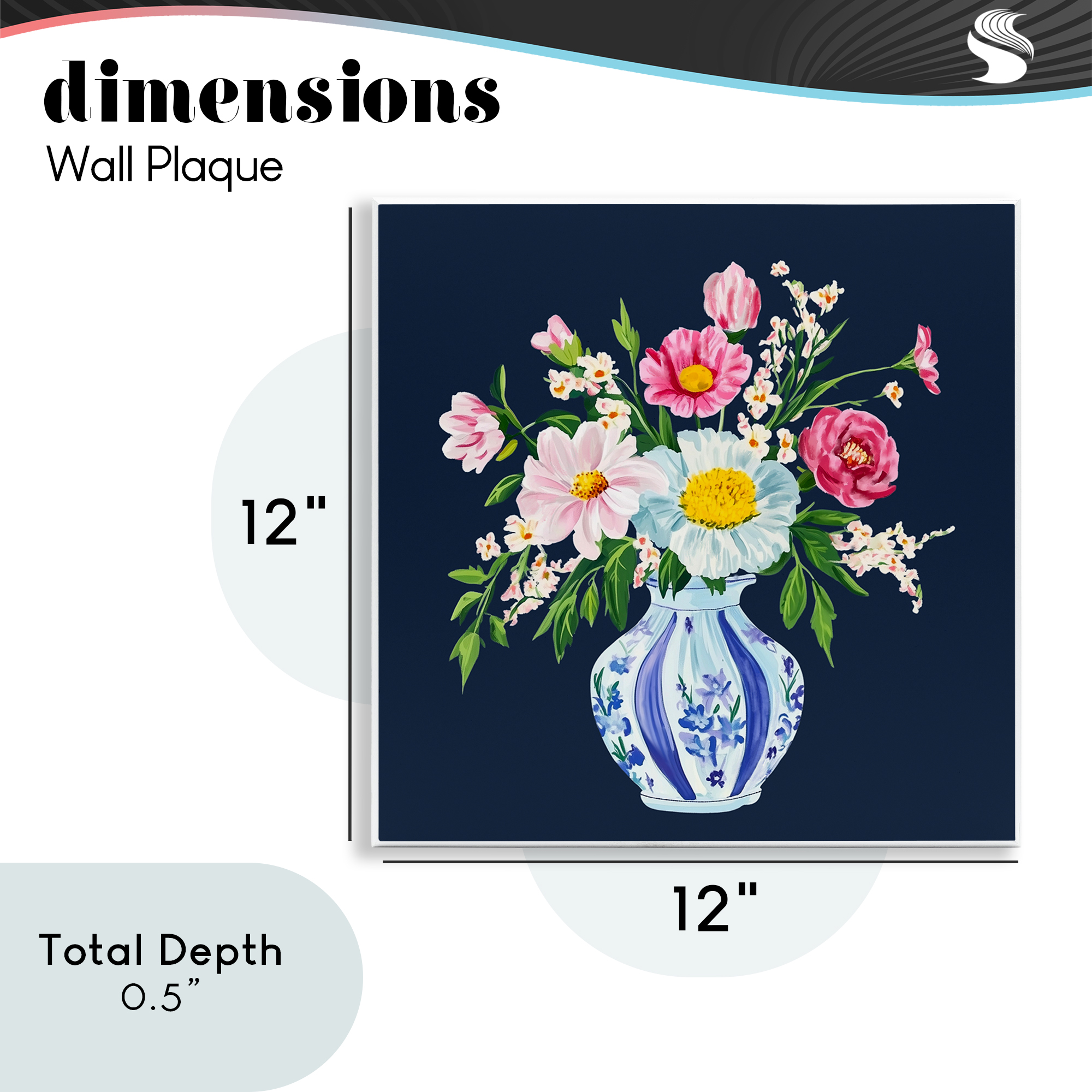 Spring Chinoiserie Vase Wall Plaque Art, design by Yen