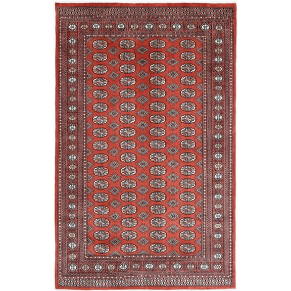 Hand Knotted Tribal Bokhara Wool Rug - 5'1'' x 8'2''