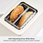 Thyme & Table 2-Slice Toaster, Extra-Wide Slots with Removable Crumb Tray, Sand White