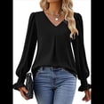 thumbnail image 2 of Blusas de Larga para Mujer 2025, Elegantes, Informales, con Cuello en V, Tipo Túnica, Blusa Holgada de para el Trabajo. Negro XXL, 2 of 5