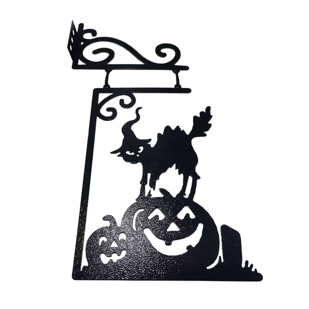 Yuarrent Estatua de jardín de de Halloween a prueba de agua - Imagen vívida no es fácil de deformar Letrero de esquina de jardín Kits de decoración para fiestas Gato
