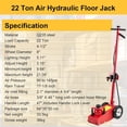 thumbnail image 2 of Ktaxon 22 Ton Air Hydraulic Floor Jack, Heavy-Duty Truck Lift, 44000lbs Capacity, Red, 2 of 9