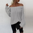thumbnail image 2 of Gibobby Suéter Abrigo Mujer Mujeres fuera del hombro Pullover manga larga suelta tejido sólido color sin espalda Tunic (Gris, S), 2 of 5