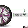 thumbnail image 6 of OMAC - Gray with Violet Hub Caps 14 Inch Set of 4, Tapas para Rines 14, Premium Wheel Covers 14 Inch, R14 Rim Cover Set, Snap On Durable Car Replacement Exterior Accessories, 6 of 6