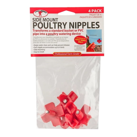 Miller Manufacturing Company Poultry Nipples | 188890 | Side Mount | 4 pack | Red
