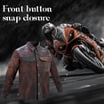 thumbnail image 2 of Dream Apparel Men's Motorcycle Biker Riding Leather Shirt Mens Light Weight Leather Shirt For Summer Riding Distressed Brown, 2 of 9