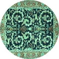 thumbnail image 1 of Ahgly Company Indoor Round Animal Turquoise Blue Traditional Area Rugs, 3' Round, 1 of 4