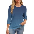 thumbnail image 4 of Plebaso T-Shirts à Manches 3/4 Col Rond pour Femmes Tee-Shirts Décontractés Amples Blouses Dégradées pour S-5TG, 4 of 7