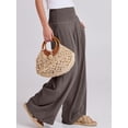 thumbnail image 3 of Pantalones Palazzo ANRABESS 2025 de lino para mujer, pernera ancha, color café, 3 of 8