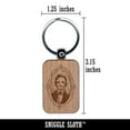 thumbnail image 2 of Edgar Allen Poe Vintage Victorian Portrait Rectangle Keychain Charm Tag - Engraved Wood, 2 of 6