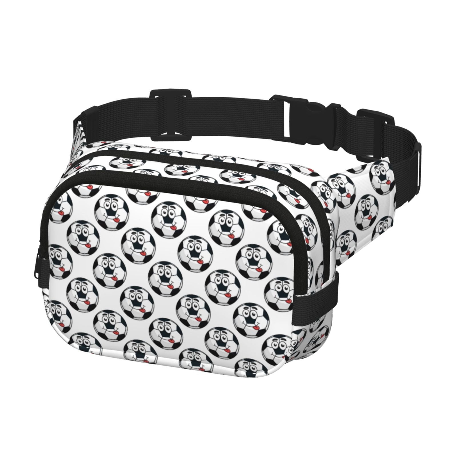 Picia Happy Football Print Square Double-Layer Waist Bag Mini Adjustable Waist Belt Bag Exercise Running Travel Hiking