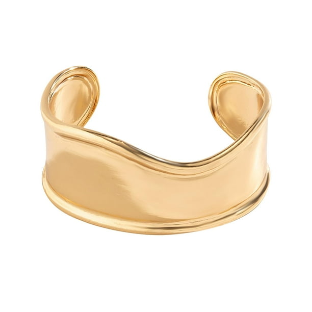 Brazalete abierto ancho ajustable, regalo para el Día de la Madre, pulsera de moda. Color dorado