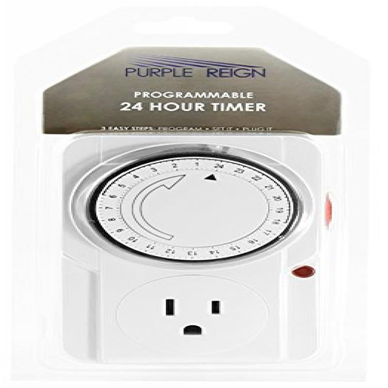 Purple Reign Programmable 110 Volt Outlet 24 Hour Hydroponic Grow Light System Set Kit Timer