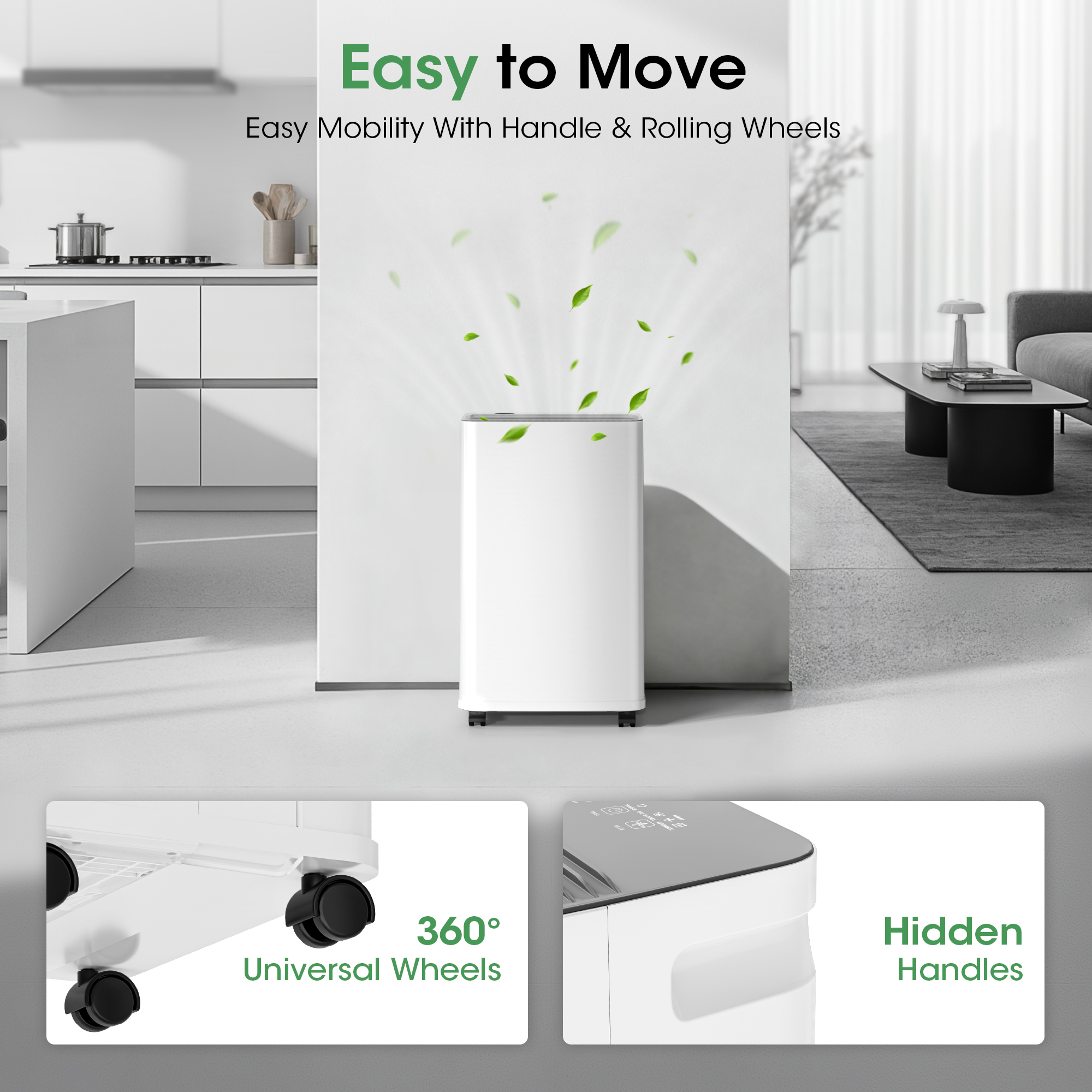 Patiosunny Smart Dehumidifier, Smart App WiFi Control, 24 H Timer, Auto-Defrost, Child Lock & Drain Hose Included, Ideal for Living Rooms, Bathrooms, Bedrooms, and Garages