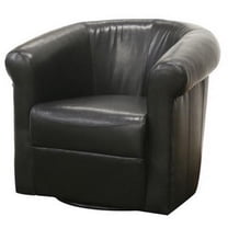 Baxton Studio Julian Black Brown Faux Leather Club Chair with 360 Degree Swivel