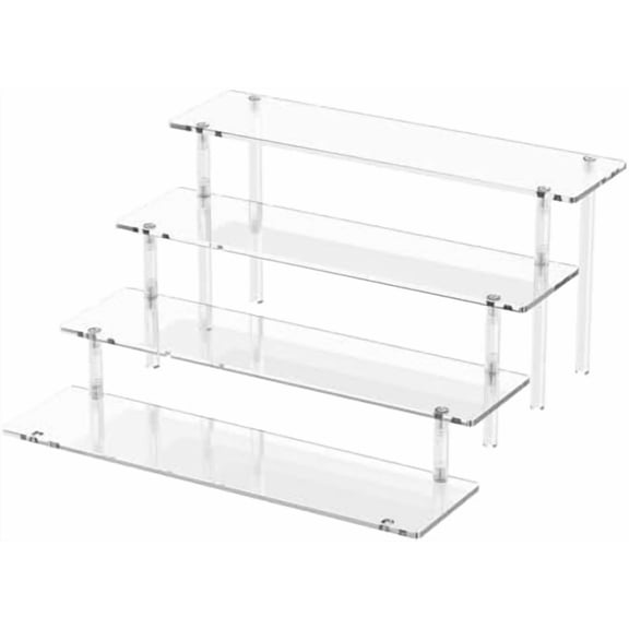 4-Tier Acrylic Display Risers, Clear Perfume Organizer Stand, Cupcake Holder & Dessert Display for Party, Shelf for Figures & Collections, Decor & Organizer, 1 Pack