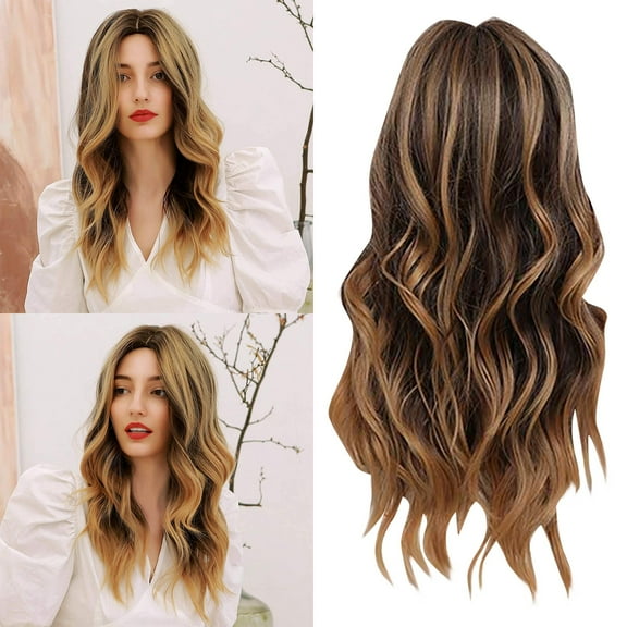 Women's Brown Gradient Micro Curl Head Set Wavy Curl Wig Hair Wigs(2Pack)