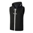 thumbnail image 3 of FRSASU Men's Lightweight Softshell Vest Hooded Outerwear Zip Up Windproof Sleeveless Jacket for Golf Running Black, 3 of 9
