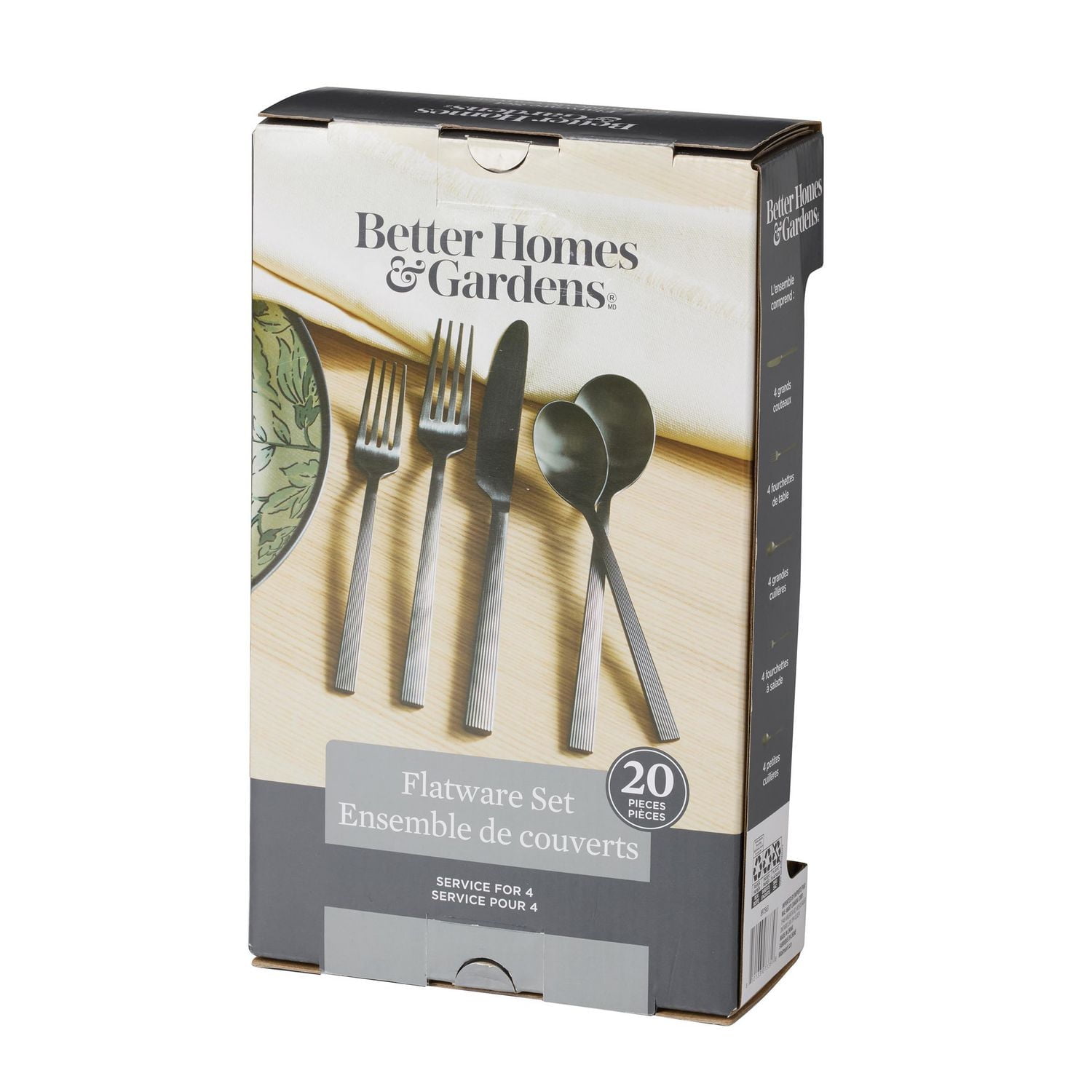 BHG RIVER BLACK SATIN 20PC FLATWARE SET, 20 Pc Flatware Set