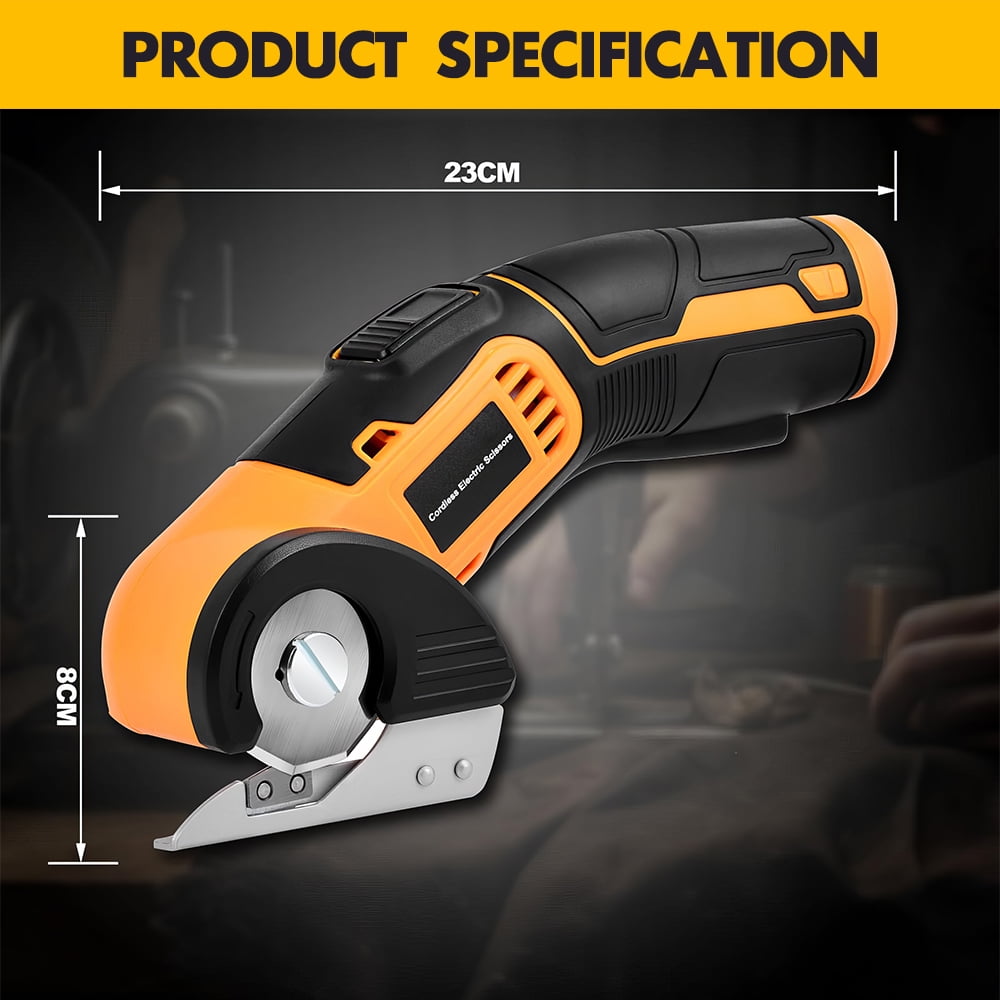 Cordless Electric Scissors Rotary Cutter - 240 RPM, 1/4” Cutting Capacity, Self-Sharpening Blade, Safety Lock + Dual-Trigger, 4V 2000mAh (2hrs Use), Type-C Charging for Cardboard/Leather/Vinyl