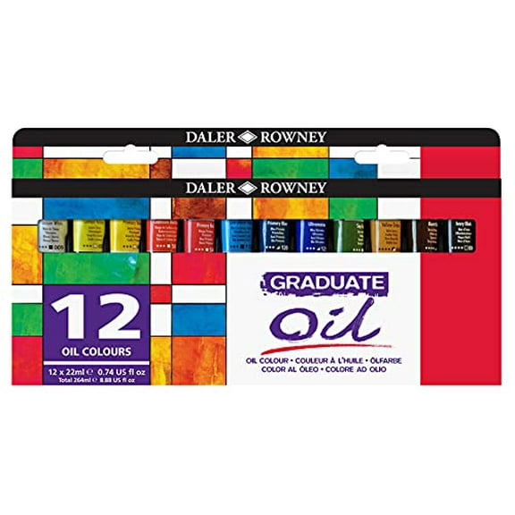 Daler-Rowney Graduate Oil Paint Set 22ml 12/Pkg-Assorted Colors