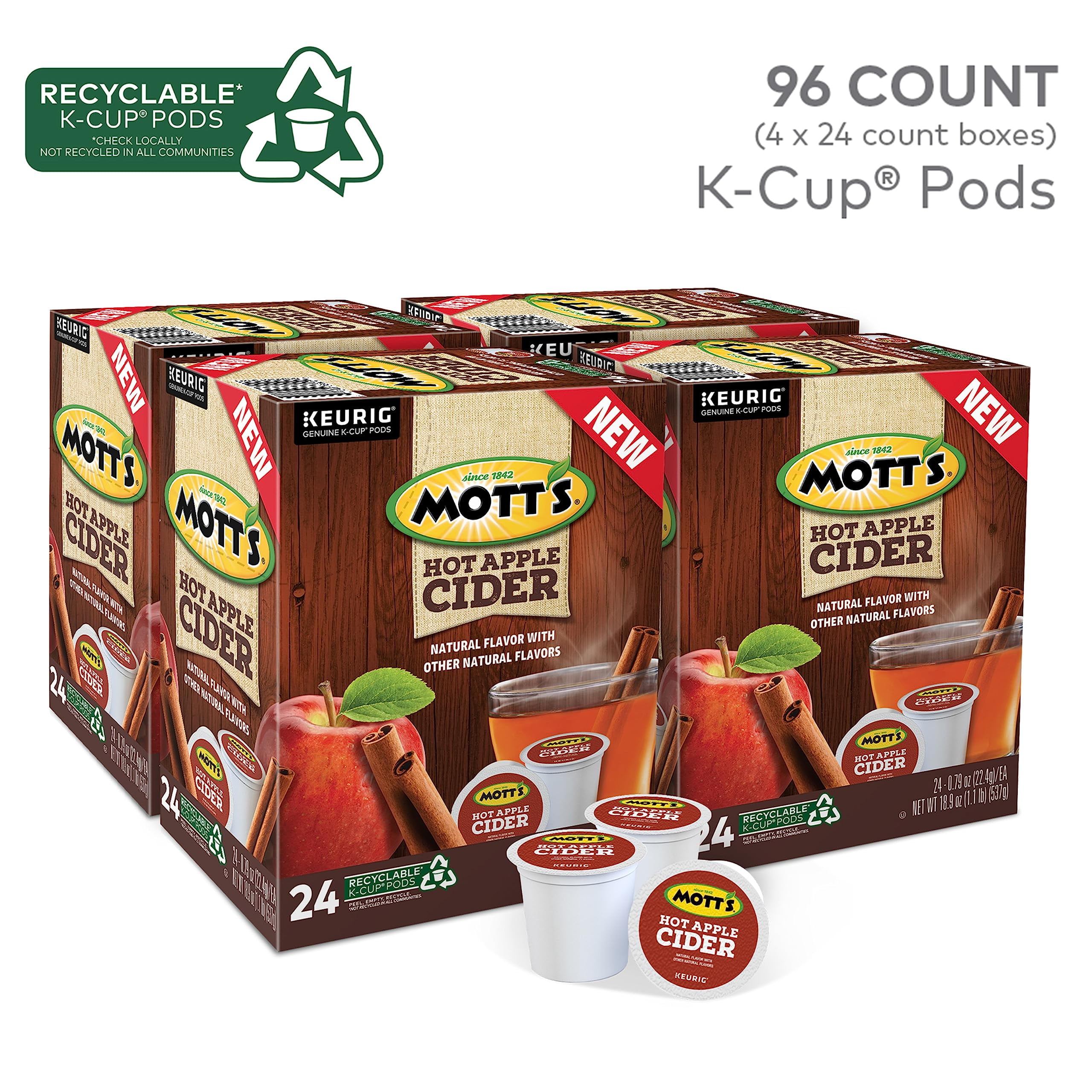 Motts Apple Cider, Keurig Single-Serve K-Cup Pods, 96 Count