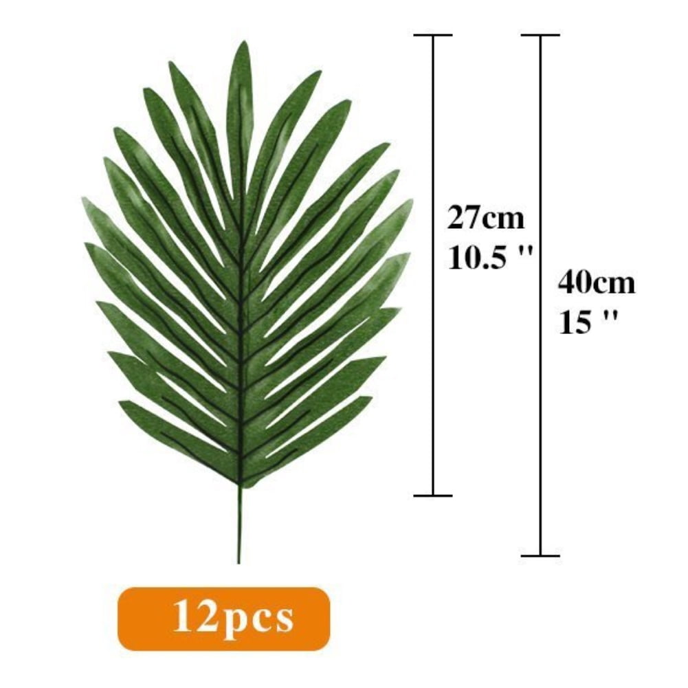 Limei 12 Pack Palm Artificial Plants Leaves Decorations Faux Large Tropical Palm Leaves Imitation Ferns Artificial Plants Leaf for Home Kitchen Party Flowers Arrangement Wedding Decorations (Green)