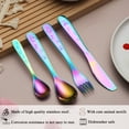 thumbnail image 7 of ReaNea Rainbow Toddler Utensils 4 Pieces Stainless Steel Kids Silverware Set Toddler Forks, Baby Spoons and Knife, 7 of 7