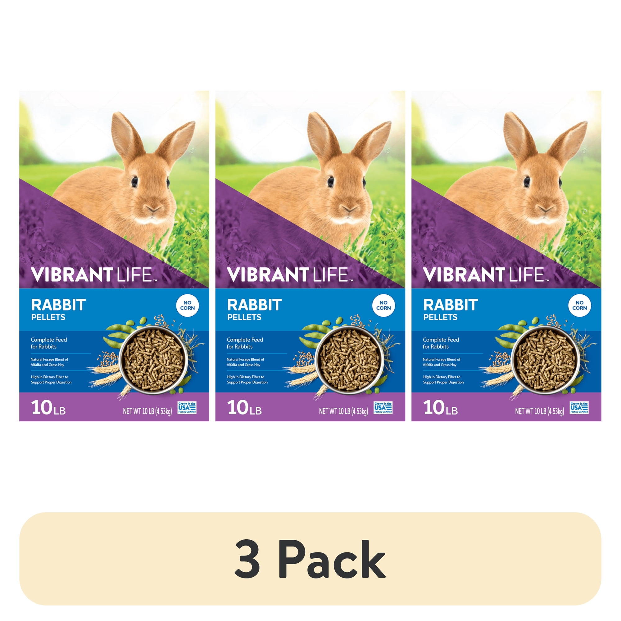 (3 pack) Vibrant Life Rabbit Pellets, 10 lb