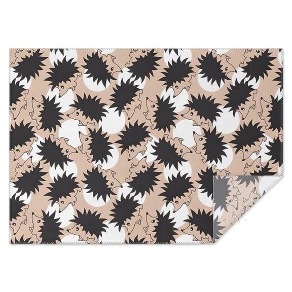 Black Cute Hedgehog Pattern Rectangle Tablecloth 60"x84",Waterproof Polyester Rectangle Table Cloth, Wipeable Spillproof Polyester Tablecloth for Dining, Camping, Indoor and Outdoor