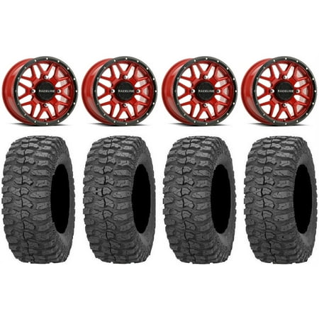 Raceline Krank 14 Red Wheels 32 Rock-A-Billy Tires Sportsman RZR Ranger Raceline Krank 14 Red Wheels 32 Rock-A-Billy Tires Sportsman RZR Ranger