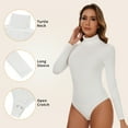 thumbnail image 4 of SHAPEVIVA Long Sleeve Bodysuit for Women Mock Turtle Neck Leotard Jumpsuit Shirt Basic Tops, 4 of 7