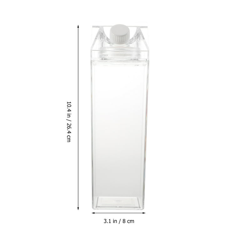 Etereauty Water Bottle Milk Carton Clear Bottles Square Container Plastic Cup House Shaped Beverage Transparent Tea Flat, Size: 26.4X8X8CM