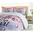 thumbnail image 5 of Ambesonne Ombre Pink Duvet Cover Sets, Follow Your Heart Words, 2-King, Purple Pink, 5 of 7