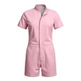 thumbnail image 4 of Rhoudy Men Pants Straight Leg Jumpsuit Short Sleeve Stand Collar Romper Piece Shorts Summer Outfit Handsomen Daily Wear S Pink, 4 of 4