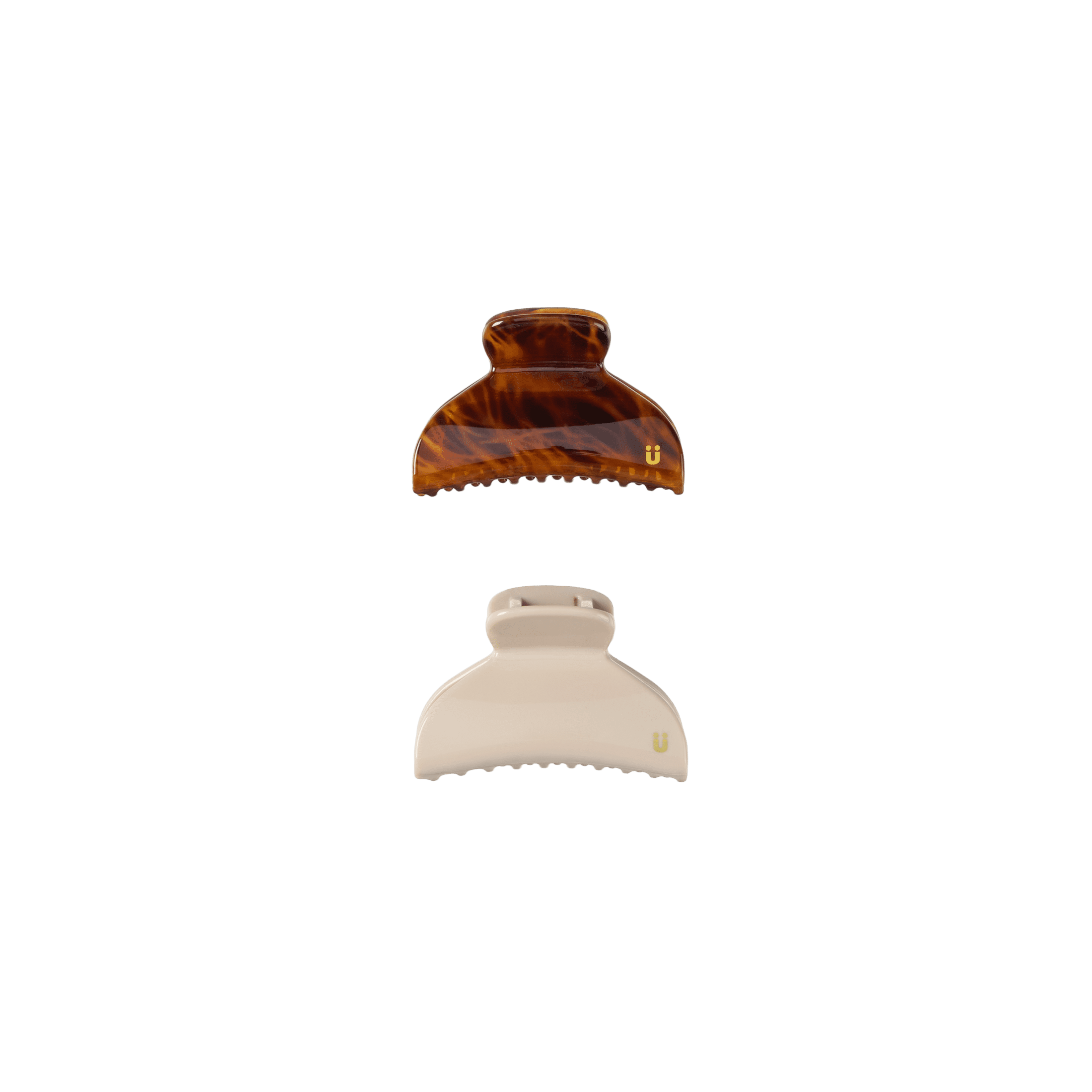 Scunci Luxe by Conair No-Slip Grip Mini Claw Clips, Tiger Tortoiseshell & Neutral Sand, 2 Count