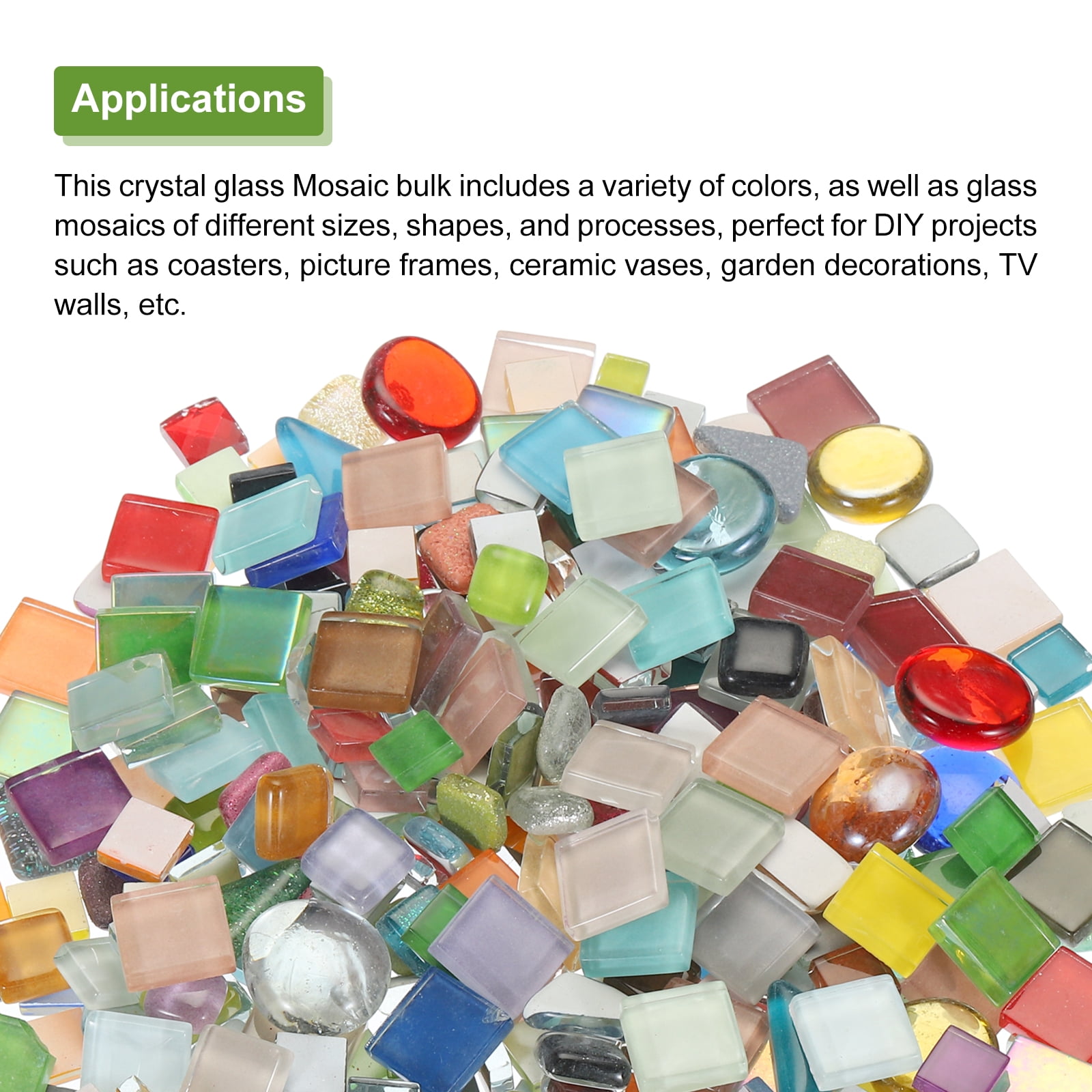 500g Irregular Crystal Glass Mosaic Tiles, Craft Tiny Mosaic Tiles Bulk for Craft DIY Art Project Color Mixed