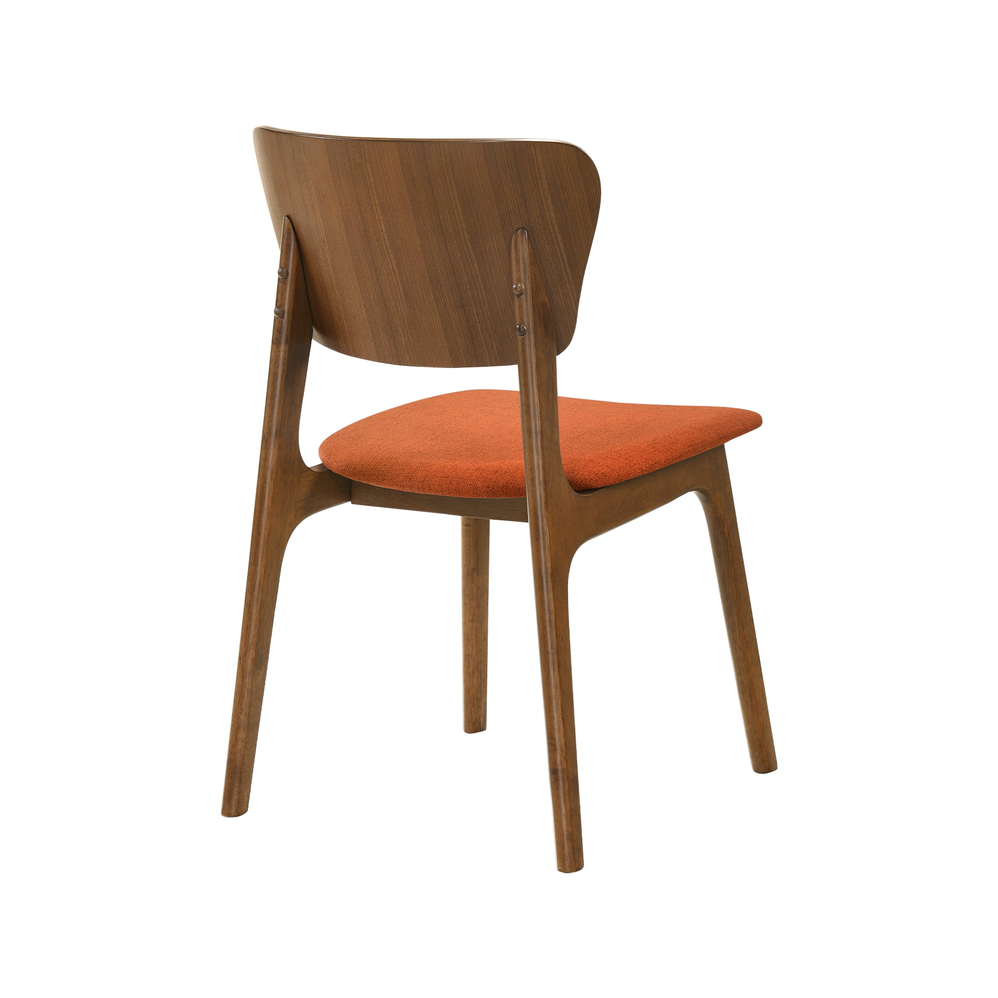 Kalia Wood Dining Chair in Walnut Finish with Orange Fabric - Set of 6