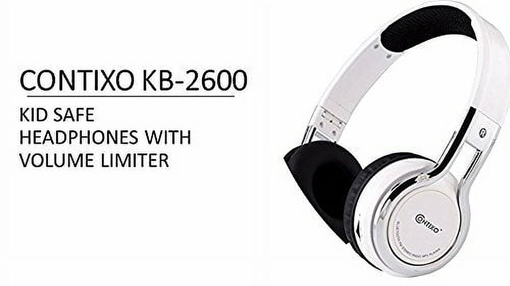 Contixo Kids Headphones, Wireless and Wired Headphones with Built-In Mic and SD Player, White