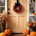 thumbnail image 4 of JIANGHUI Halloween Wreath - 8.6 Inch Small Halloween Wreaths with Bow,Decorative Hanging Wreath for Front Door,Cabinet,Window,Wall Decor,Fall Wreath for Thanksgiving Halloween Decor(C), 4 of 5