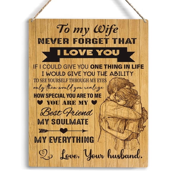 Wife Birthday Gift Ideas To My Wife Gifts Wooden Hanging Sign Birthdays Gifts Wedding Anniversary Christmas Gifts for Wife from Husband Gifts Ideas for Her Women Bedroom Decor 8x10 Inch